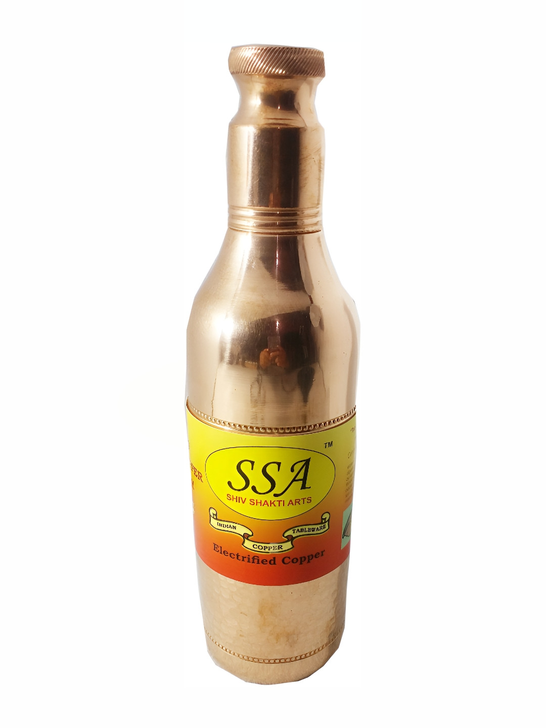 Shivshakti Arts Gold Solid Copper Spill Proof Water Bottle - 1L