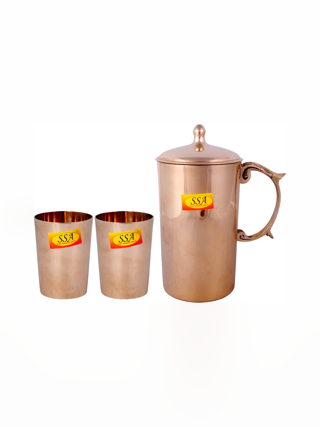 Shivshakti Arts Gold Toned 2 Pieces Brass Water Jug & Glass Set