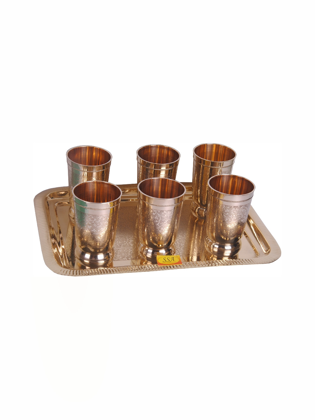 Shivshakti Arts Yellow 7 Piece Brass Jug & Glass Set