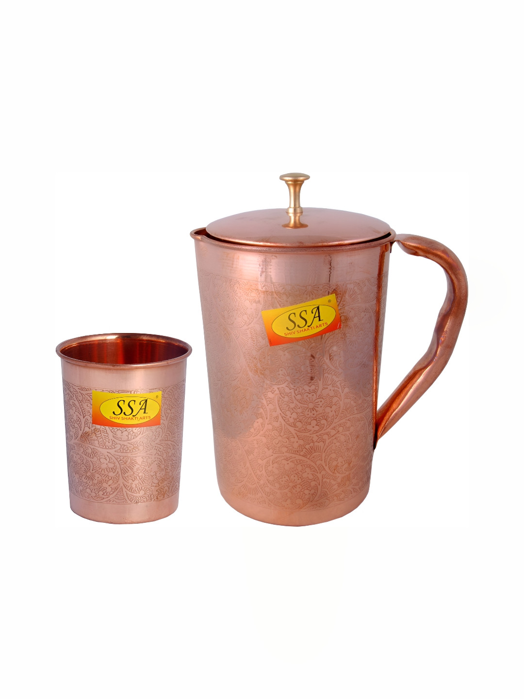 Shivshakti Arts 2 Pieces Copper Water Jug & Glass
