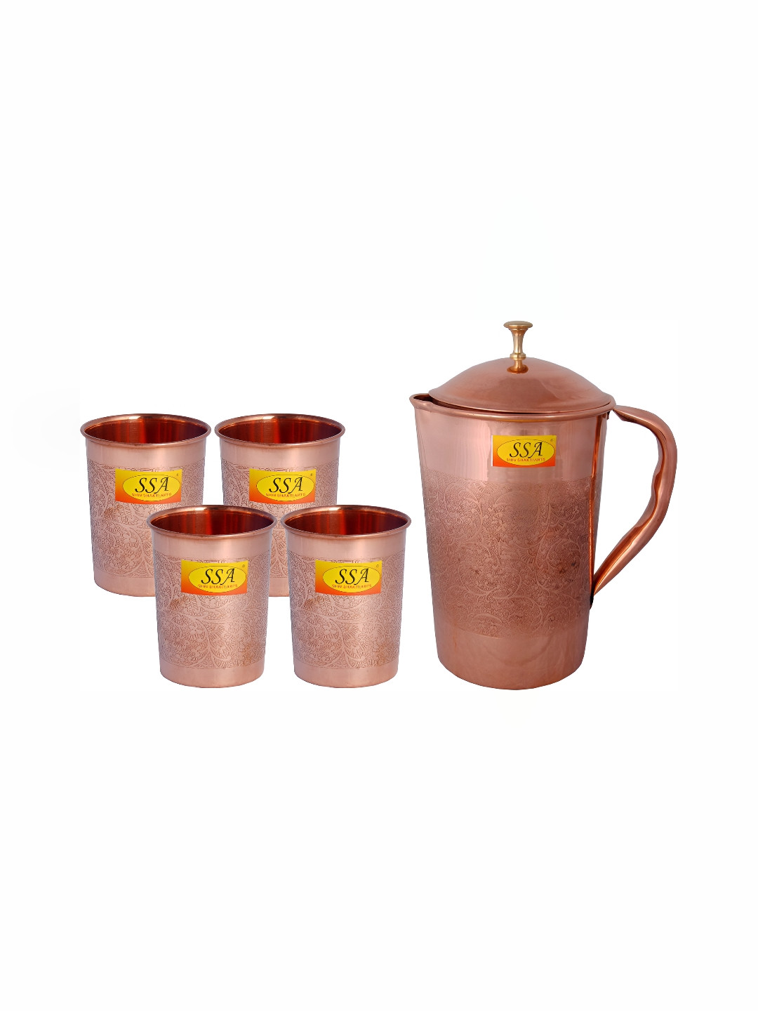 Shivshakti Arts Copper-Toned 5 Pcs Jug & Glass Set