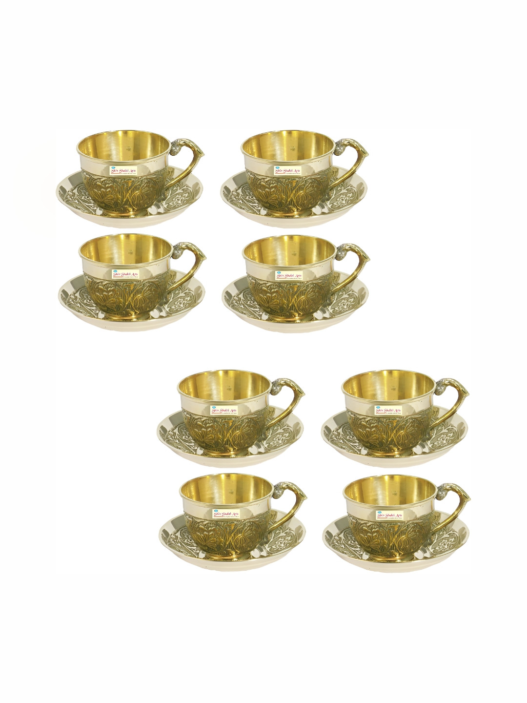 Shivshakti Arts Gold toned Brass Cups & Saucers 150ml
