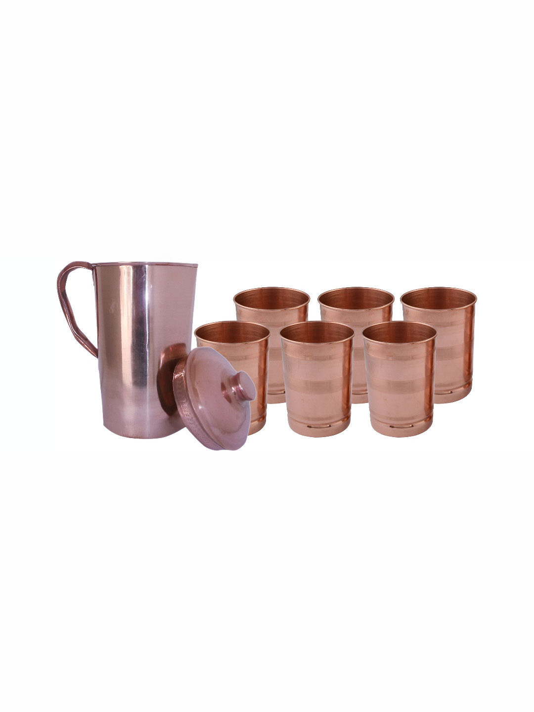 Shivshakti Arts Brown Copper Jug & Glass Set