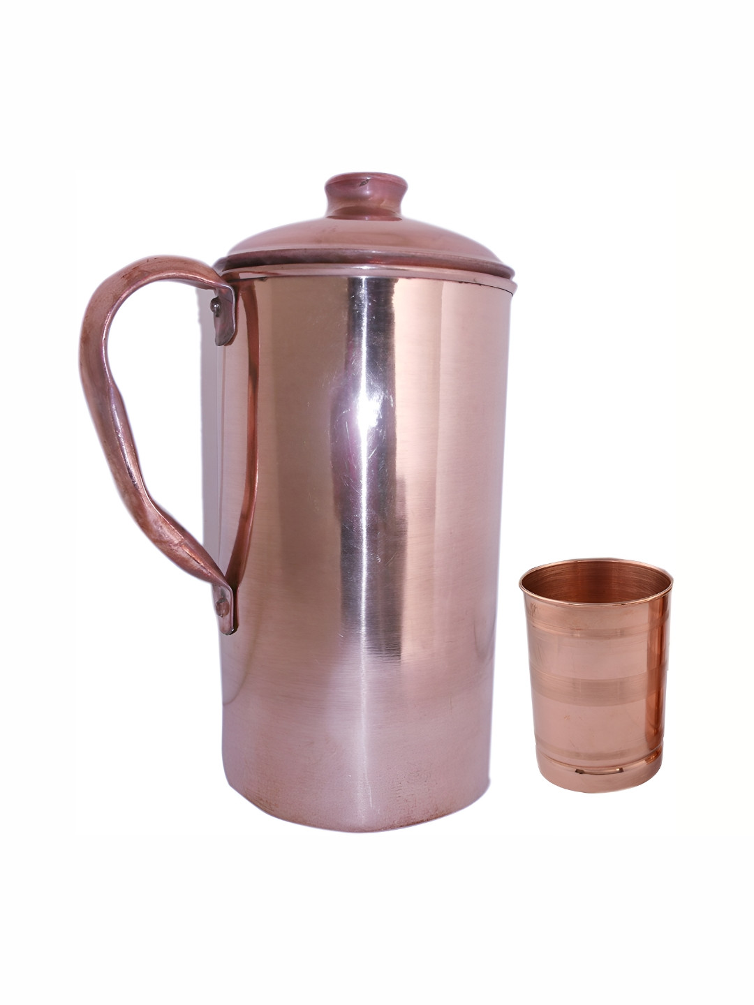 Shivshakti Arts Brown 2 Pieces Copper Water Jug & Glass Set