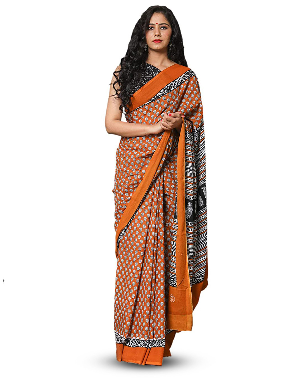 clothonus Ethnic Motifs Printed Pure Cotton Ikat Saree