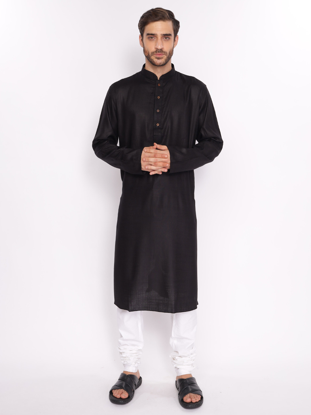 ZOIS Mandarin Collar Long Sleeves Cotton Straight Kurta