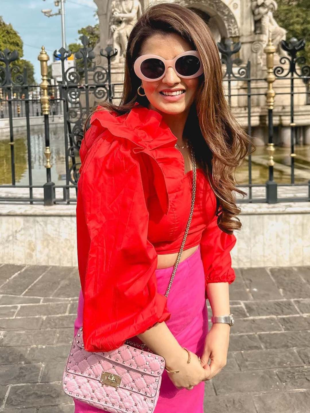 By The Bay Cotton Square Neck Puff Sleeve Ruffles Crop Top