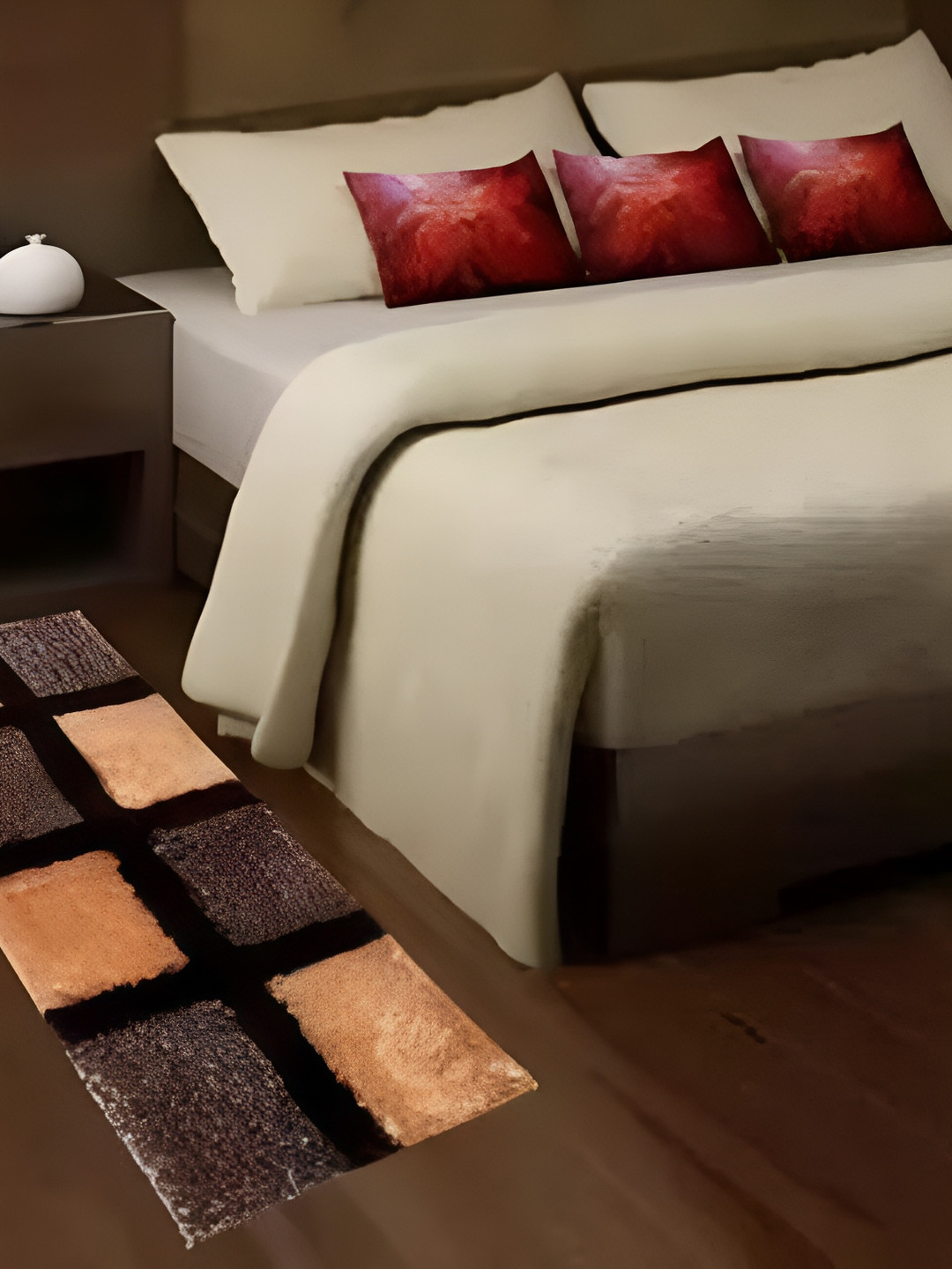 Shopgallery Camel Brown & Black Geometric 55 cm x 1.39 m Hand Tufted Floor Runner