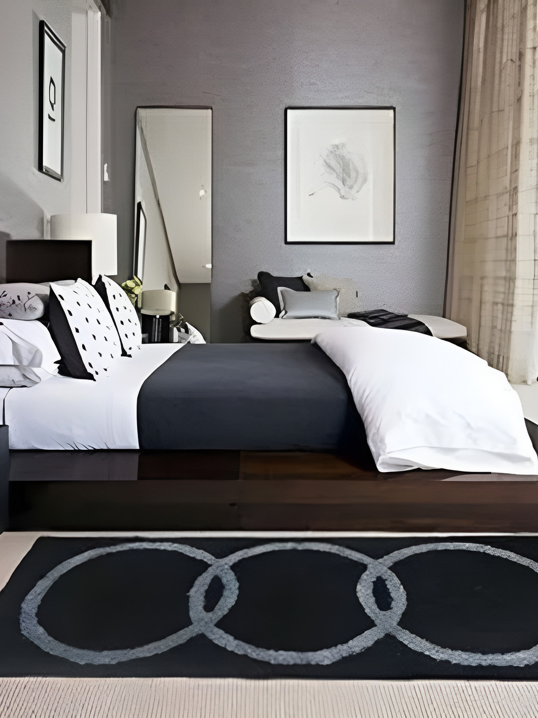 Shopgallery Black & Grey Geometric Print 55.88 cm x 1.39 m Floor Runner