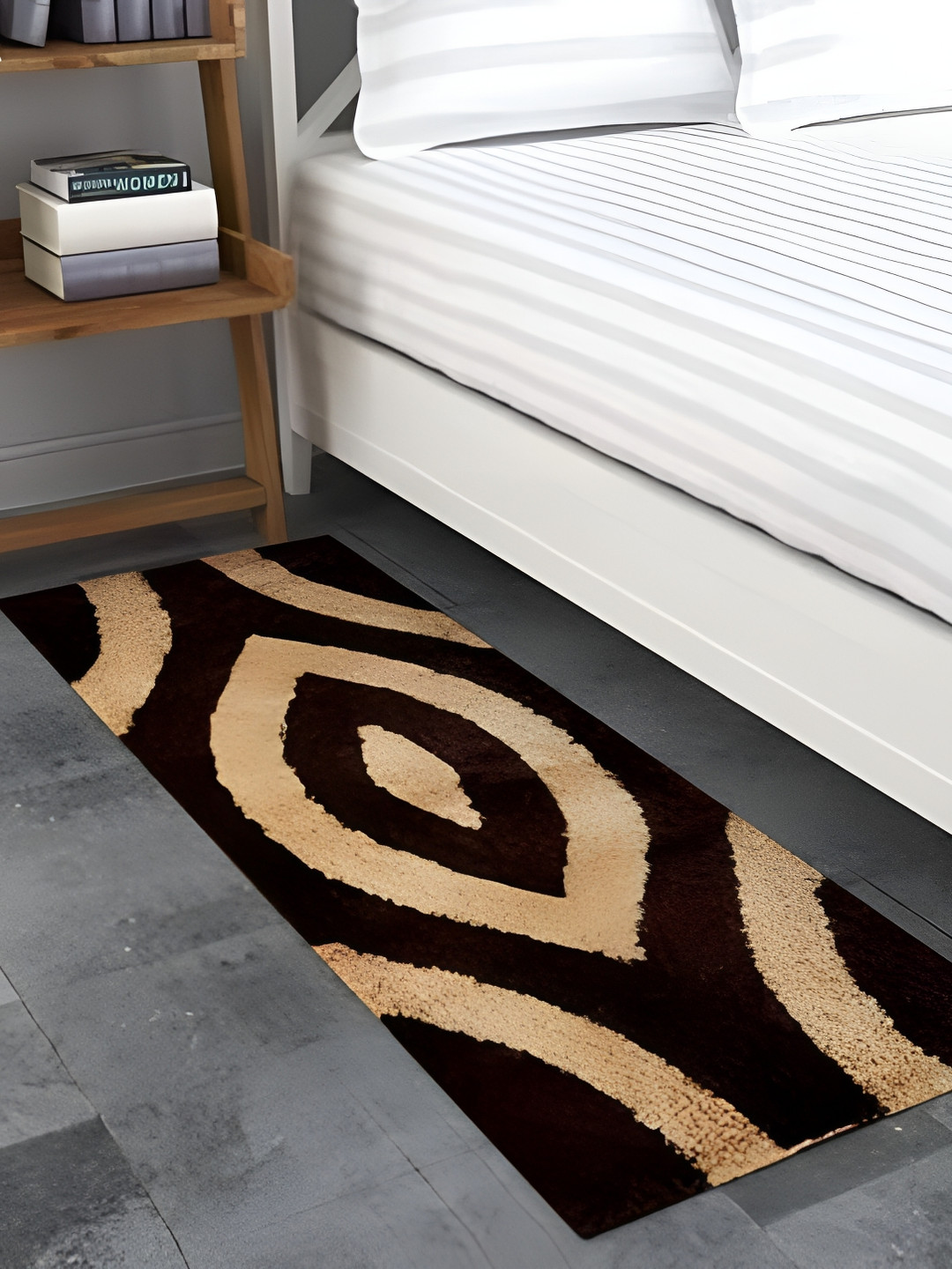 Shopgallery Coffee Brown & Beige Abstract 55 cm x 1.39 m Hand Tufted Floor Runner