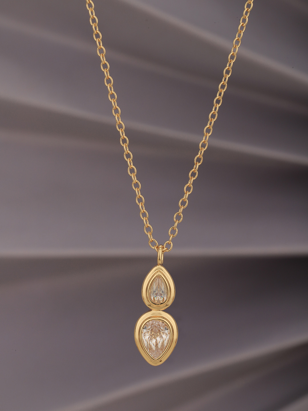 Carlton London Gold-Plated CZ Contemporary Pendants with Chains