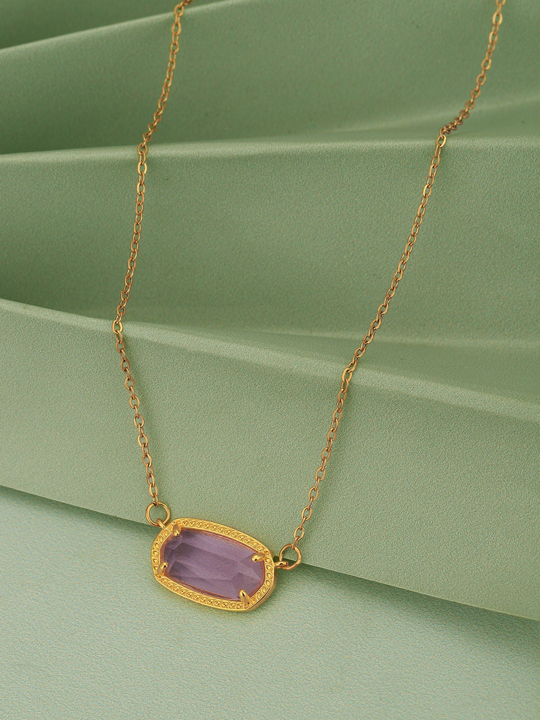 Carlton London Gold-Plated CZ Oval Pendants with Chains