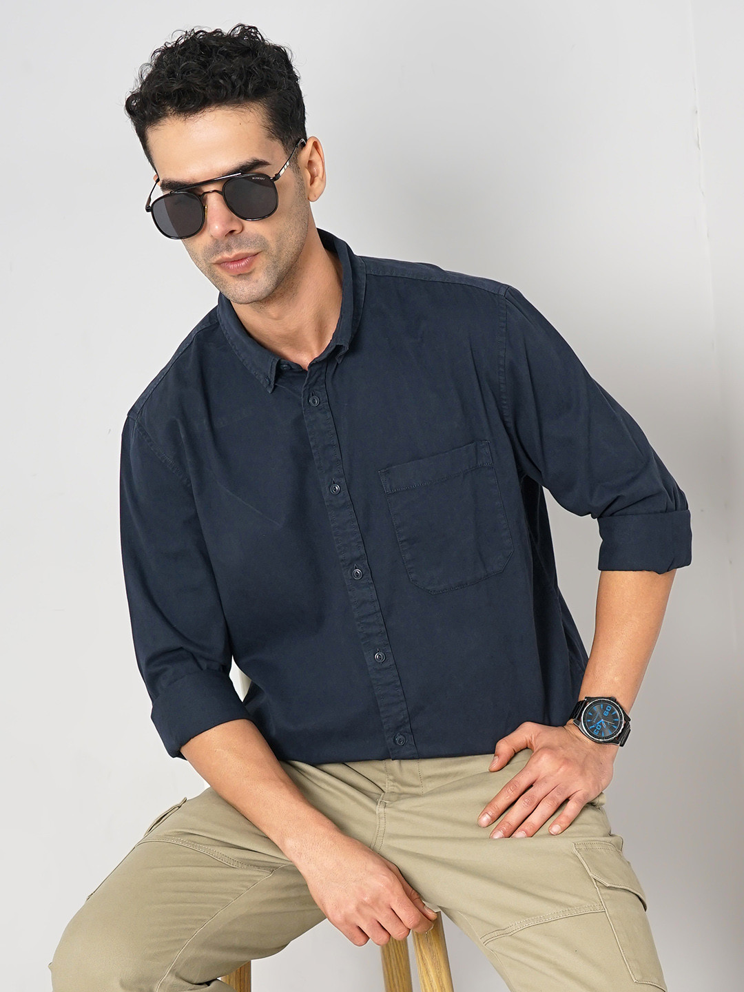 Celio button-down collar Long Sleeves Classic Regular Fit Cotton Casual Shirt