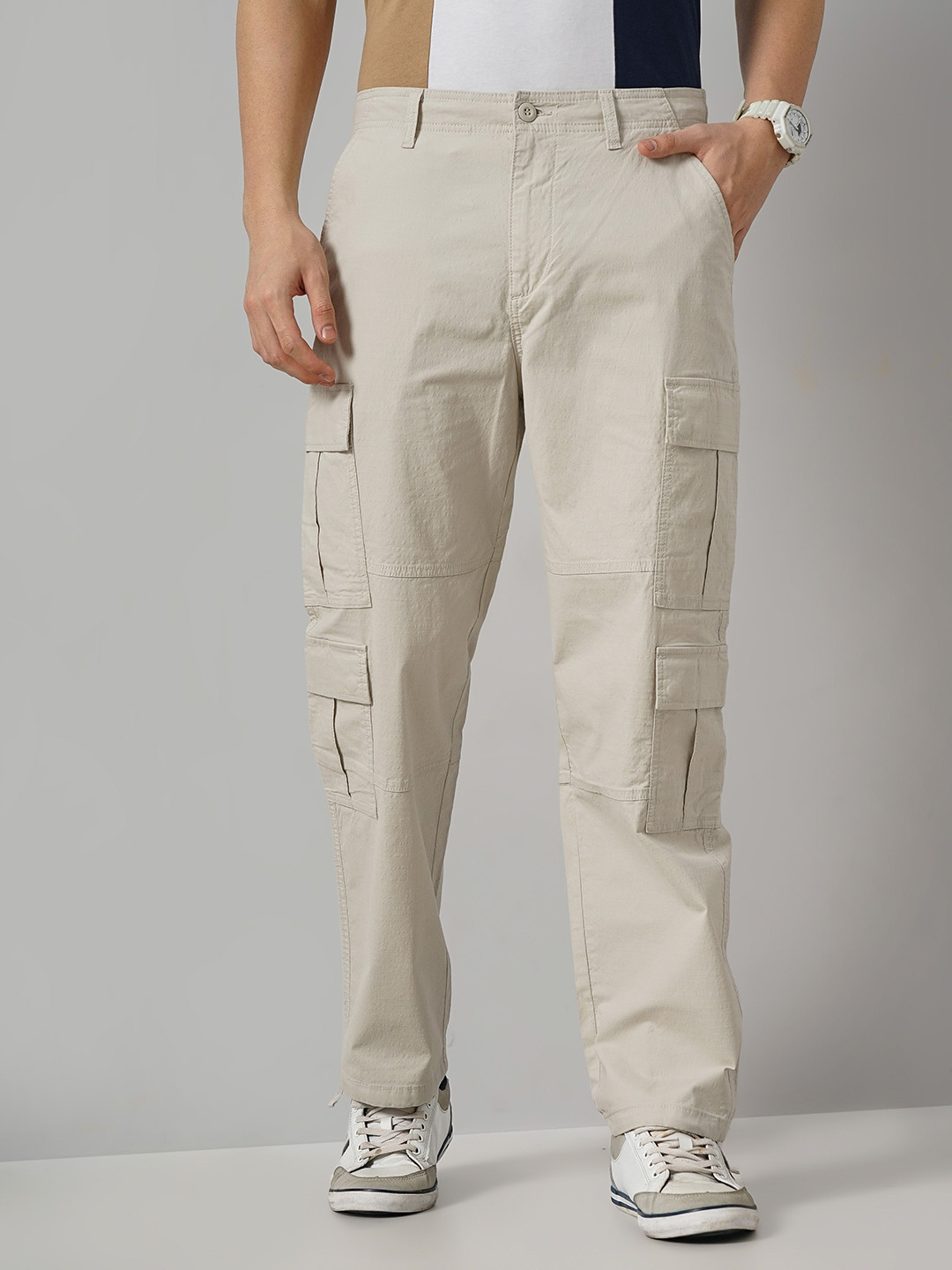 Celio Mid-Rise Regular Fit Cotton Casual Cargos Trousers