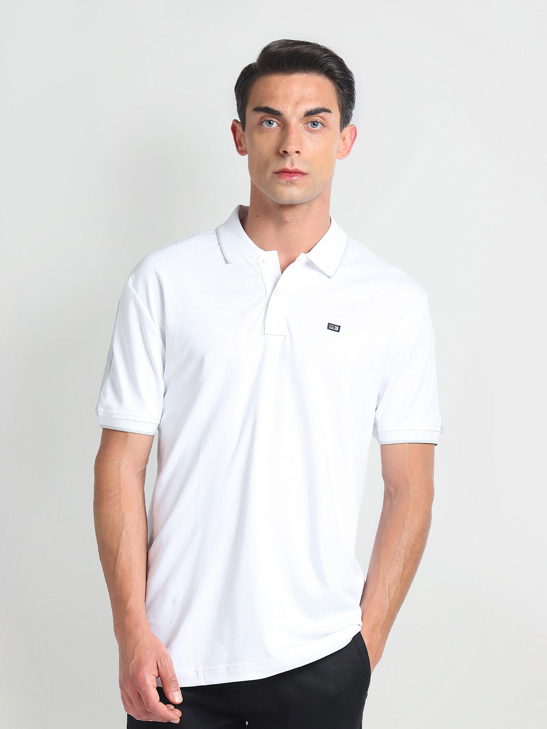 Arrow Sport Brand Logo Polo Collar Short Sleeves Cotton Regular Fit Casual T-shirt