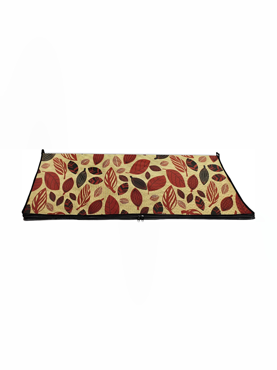 Stylista Beige & Red Floral Rectangular Bed Server Mat with Zipper