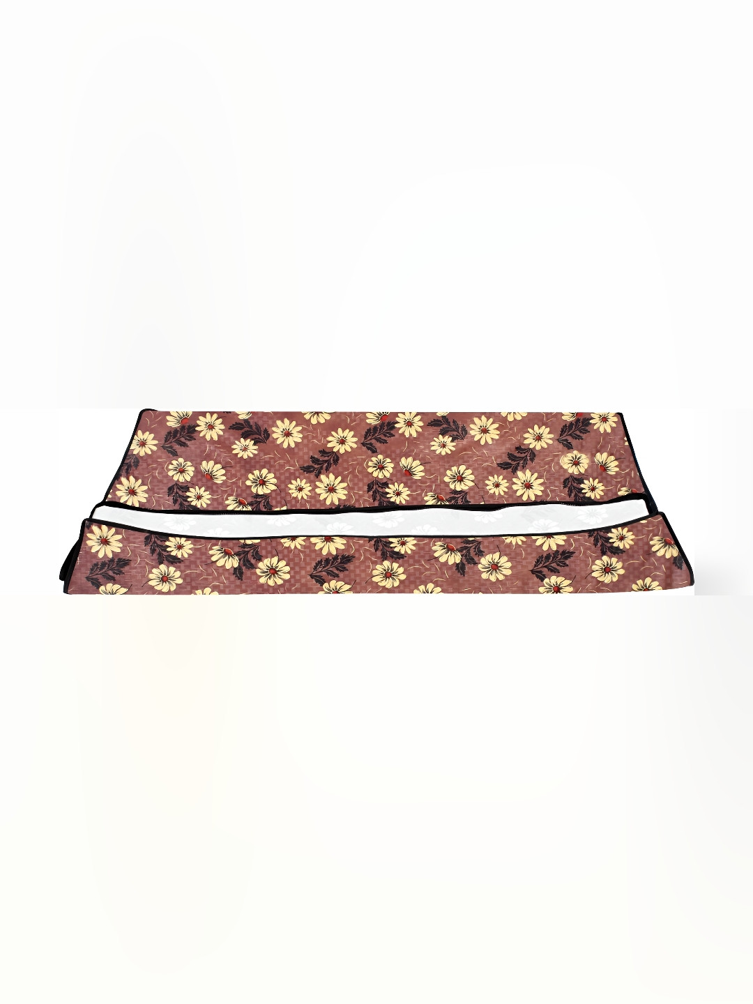 Stylista Brown & Yellow Floral Rectangular Bed Server Mat with Zipper