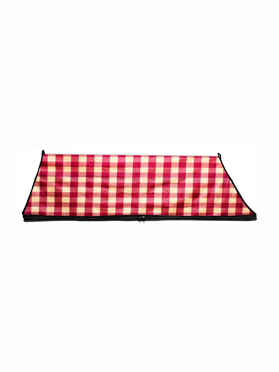 Stylista Red & Beige Geometric Rectangular Bed Server Mat with Zipper