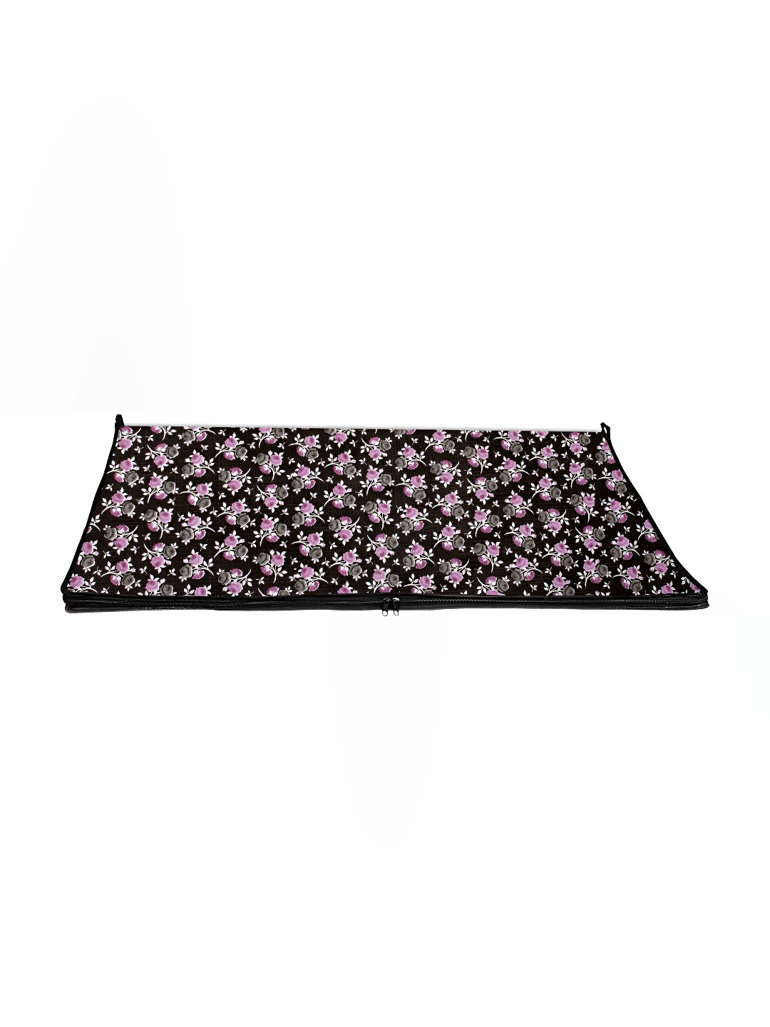 Stylista Black & Violet Floral Printed Rectangular Floor Mat
