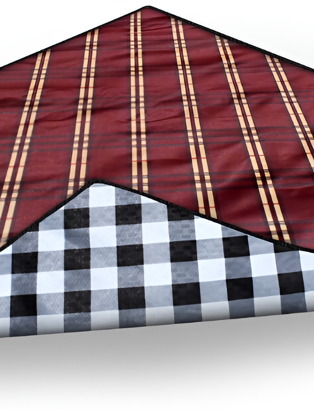 Stylista Maroon & Black Checked Rectangular Reversible Table Placemat