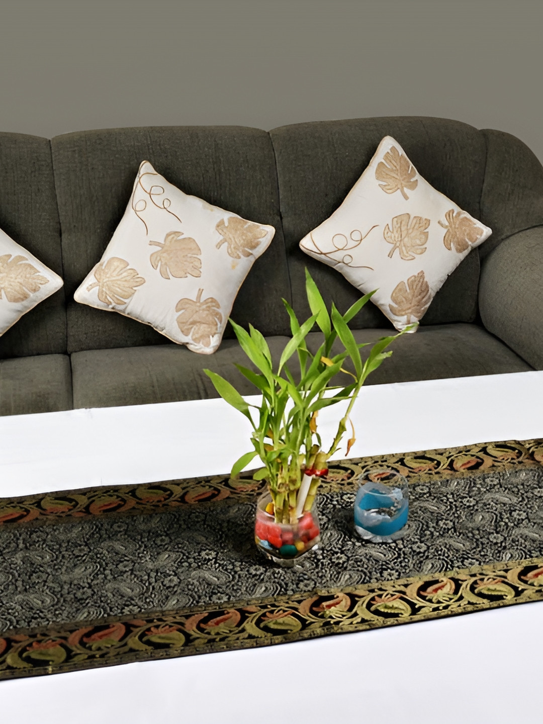 Lal Haveli Black and GoldToned Woven Design Table Runners