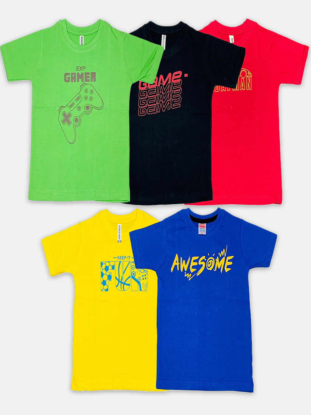 Peerless Wear Boys Pack Of 5 Printed Cotton T-shirts