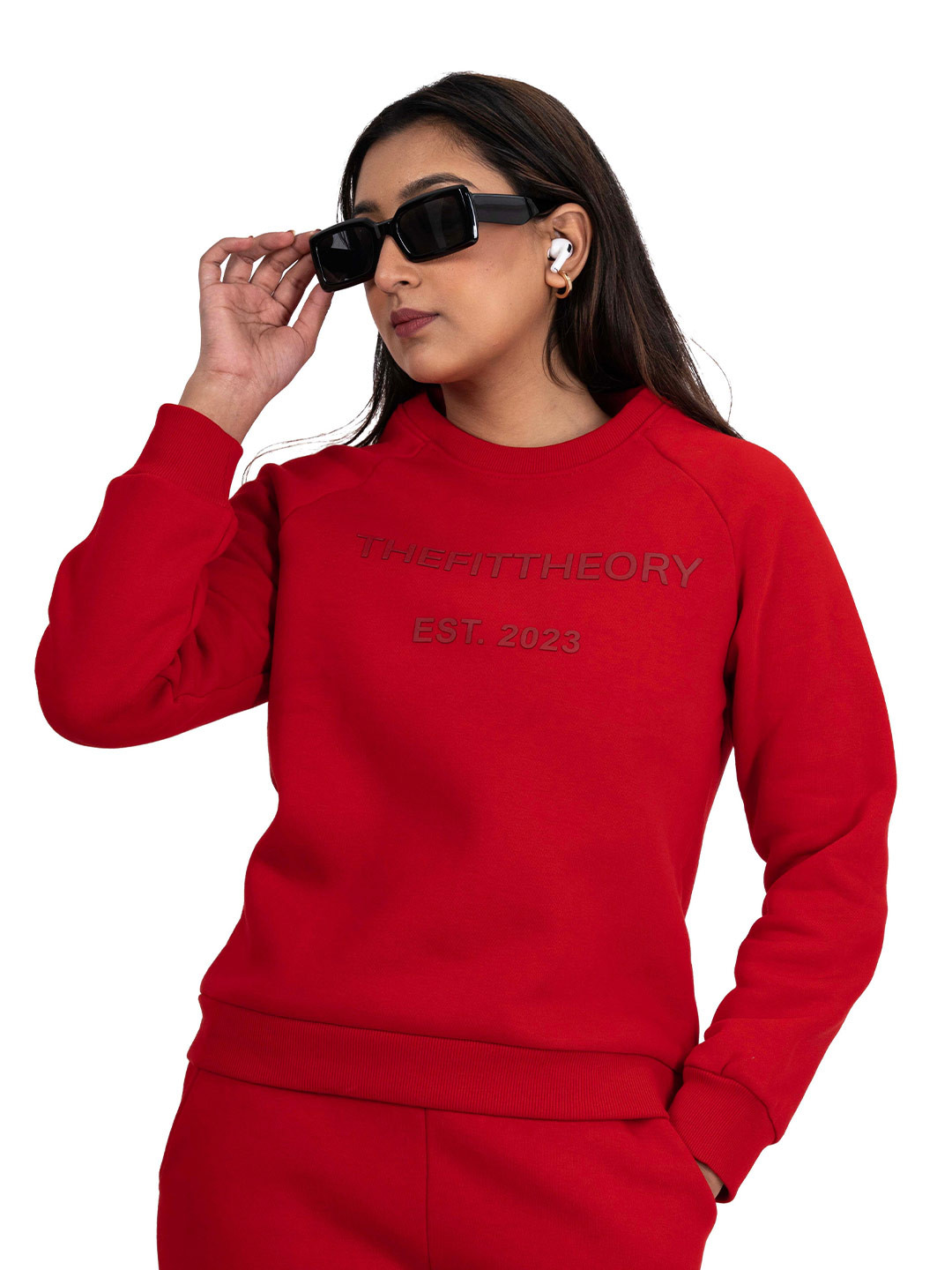 THEFITTHEORY Typography Printed Pure Cotton Sweatshirt