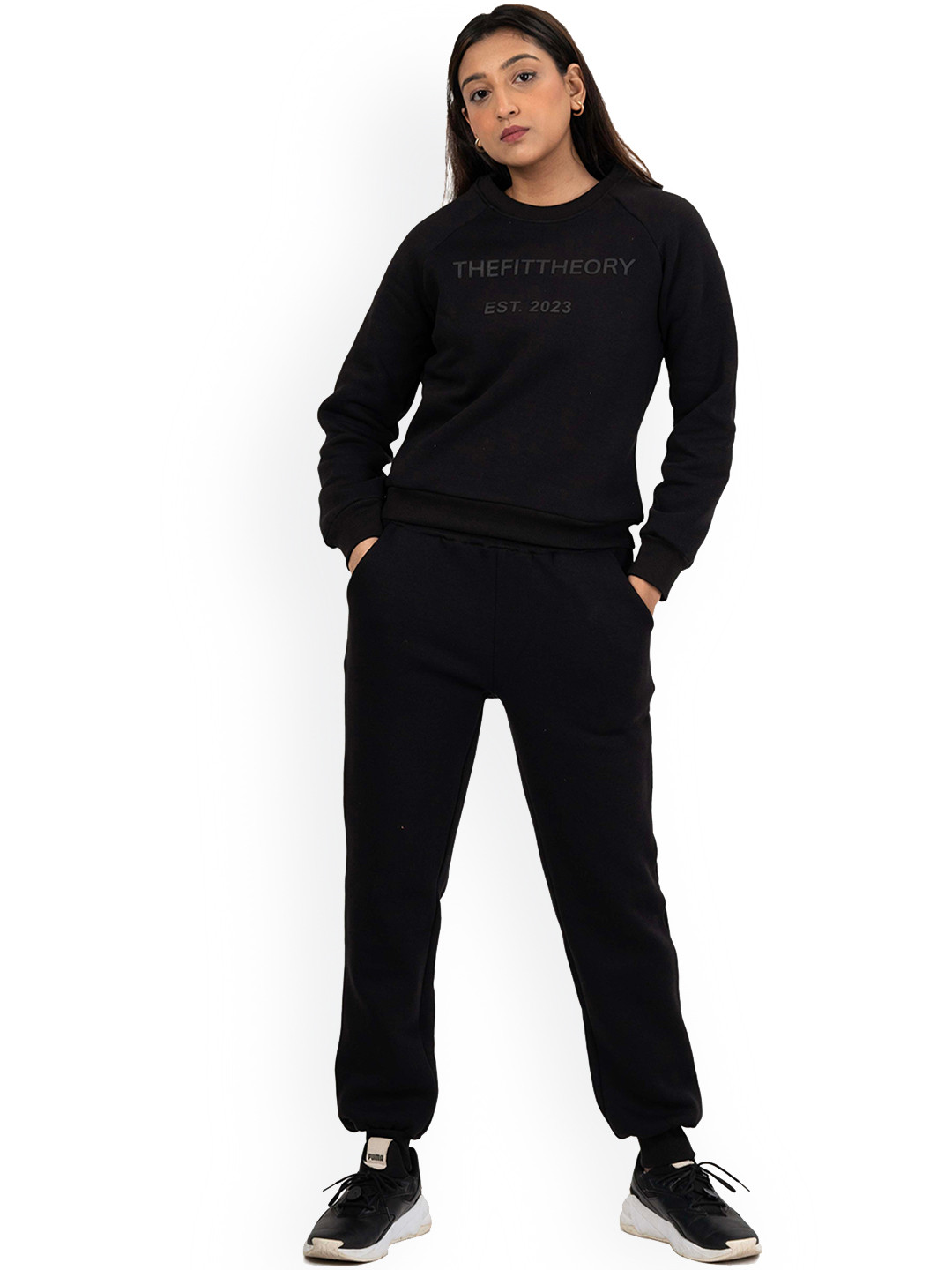 THEFITTHEORY Women Cotton Mid Rise Joggers