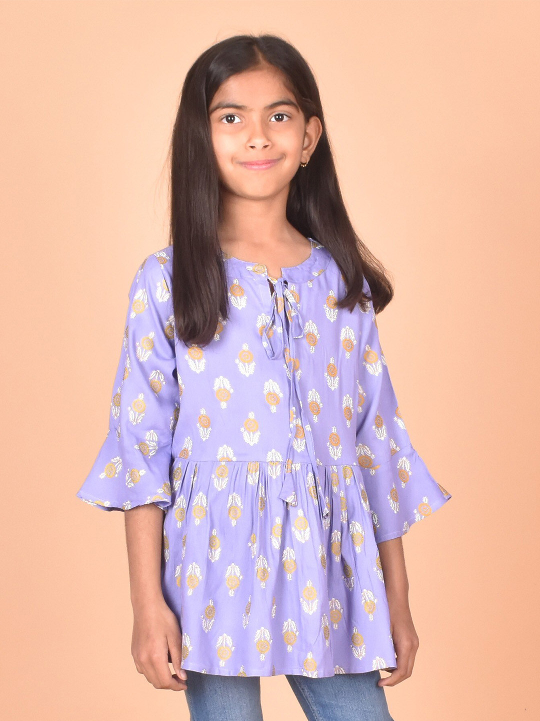 BAESD Girl's Floral Prineted Bell Sleeve Top