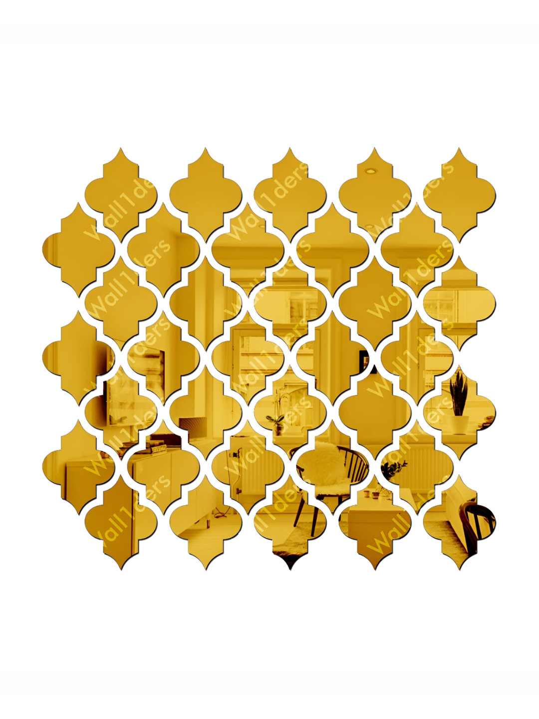 Wall1ders Gold Toned 35 Pieces Abstract Wall Stickers
