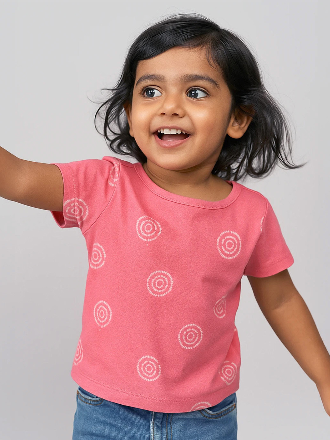 Somersault Girls Geometric Printed Round Neck Pure Cotton Casual T-shirt