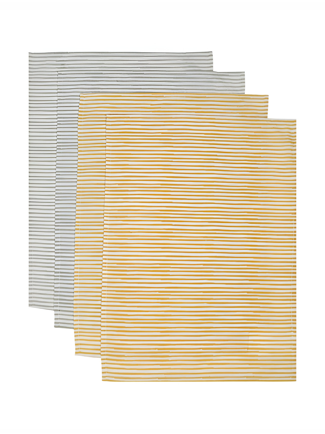 Ratan Cart Green & Yellow 4 Pieces Striped Kitchen Towels