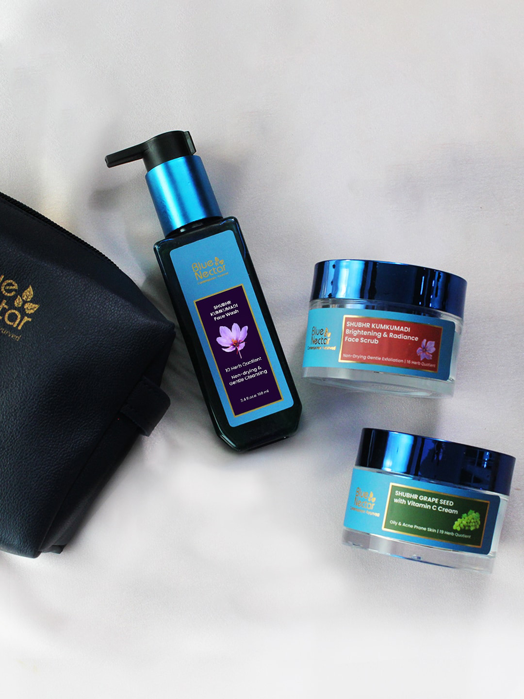 Blue Nectar 3-Pcs Face Wash-Face Scrub & Vitamin C Cream Gift Set