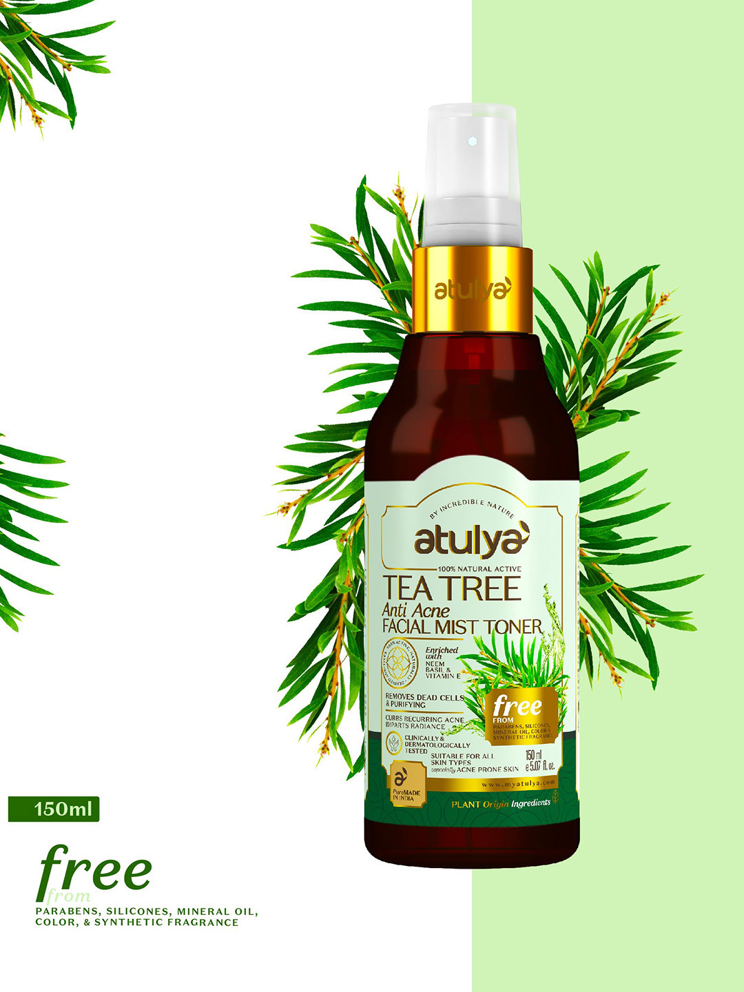 Atulya Natural Tea Tree Facial Mist Toner For Acne & Pimples - 150ml