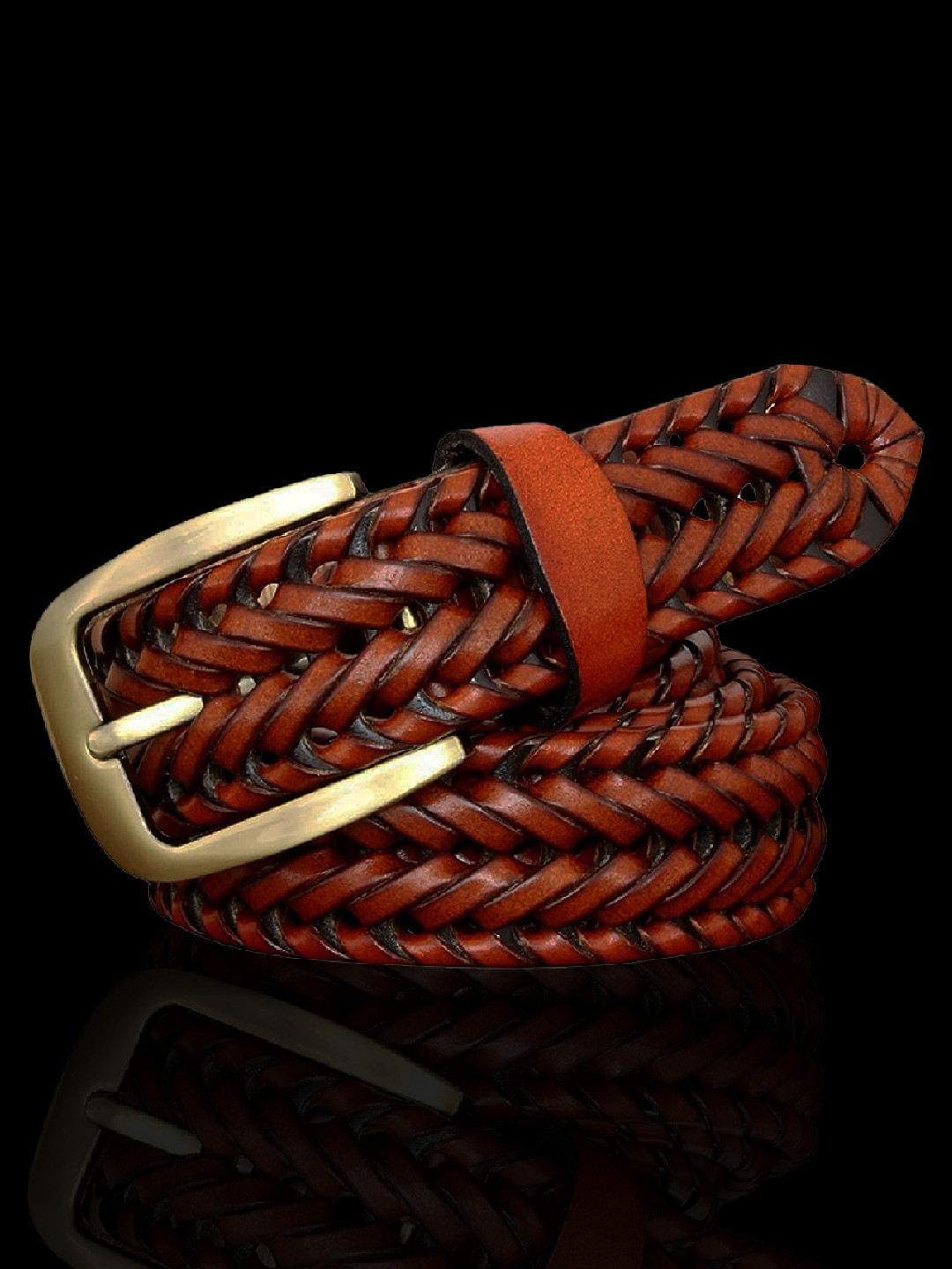 REDHORNS Men Braided Leather Belt