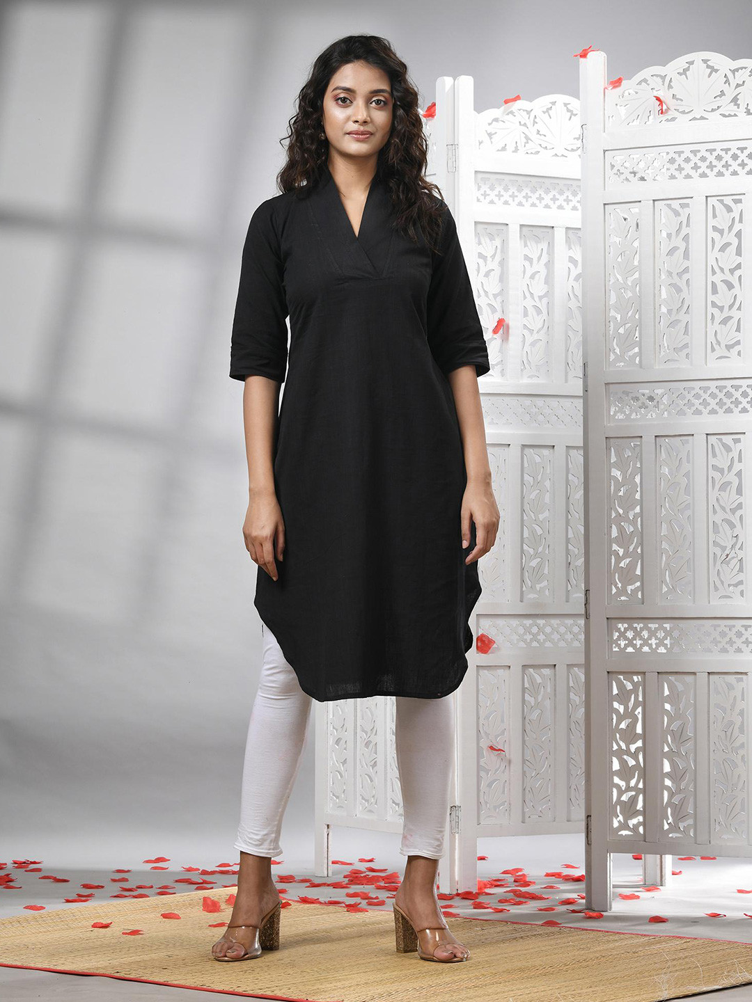 Angoshobha V-Neck Design Pure Cotton Kurta