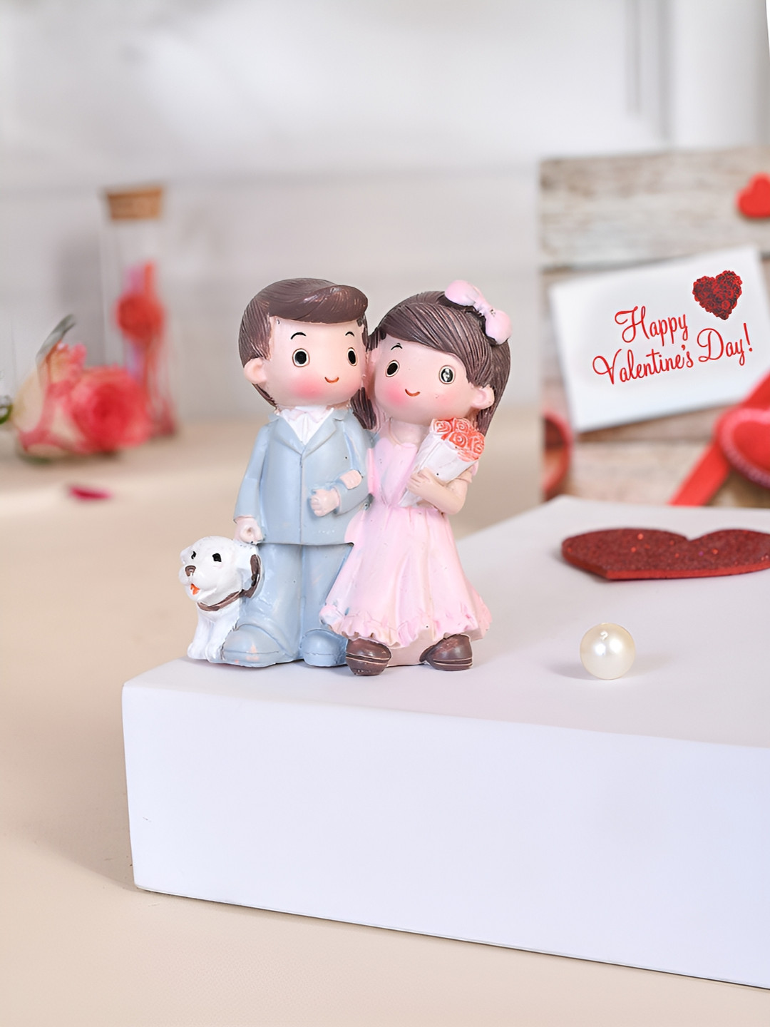 TAYHAA forever Love Companions Grey Resin Matte Living Room Tiny Showpiece - 2.6 Inches