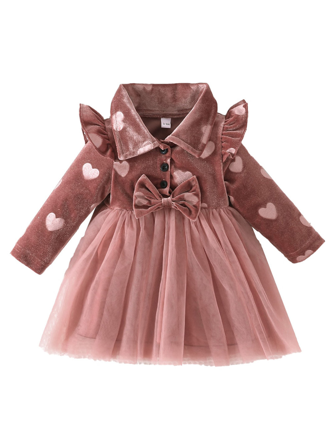 StyleCast Brown Girls Conversational Printed Ruffles & Bow Detail Fit & Flare Dress