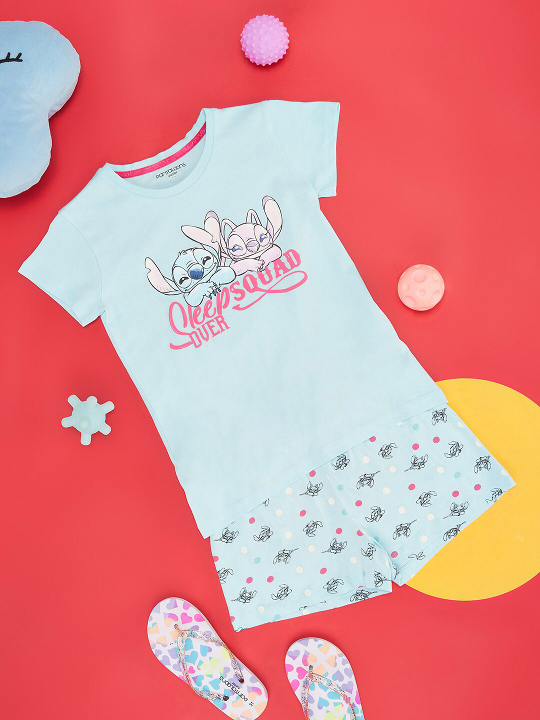 Pantaloons Junior Girls Stitch Printed Pure Cotton T-shirt With Shorts