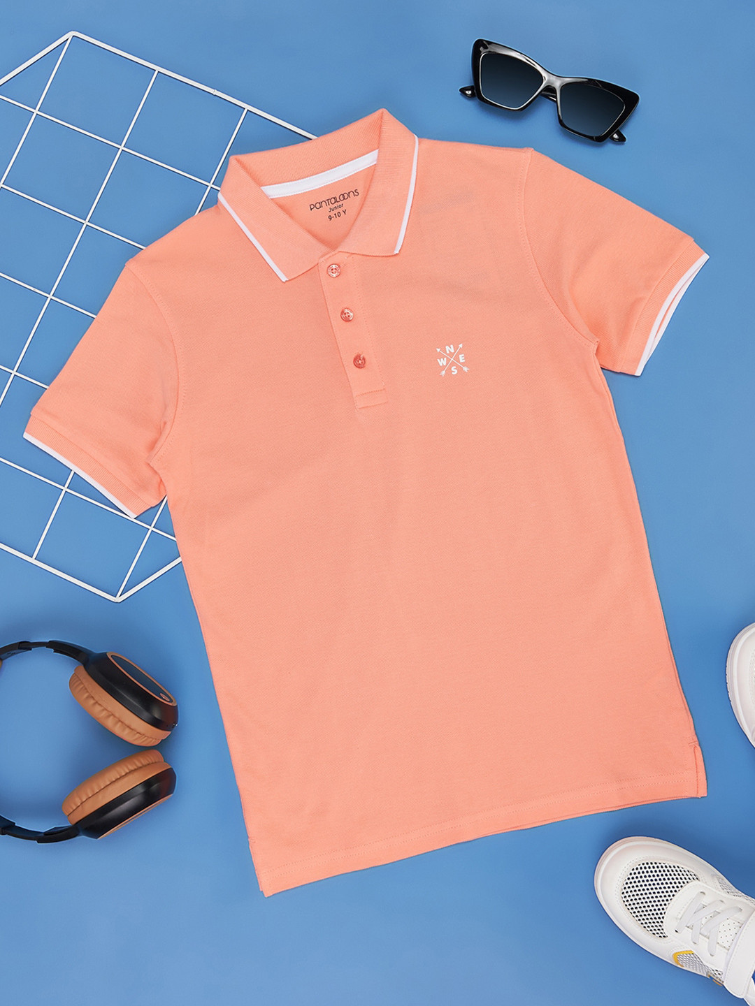 Pantaloons Junior Boys Polo Collar Applique Cotton T-shirt
