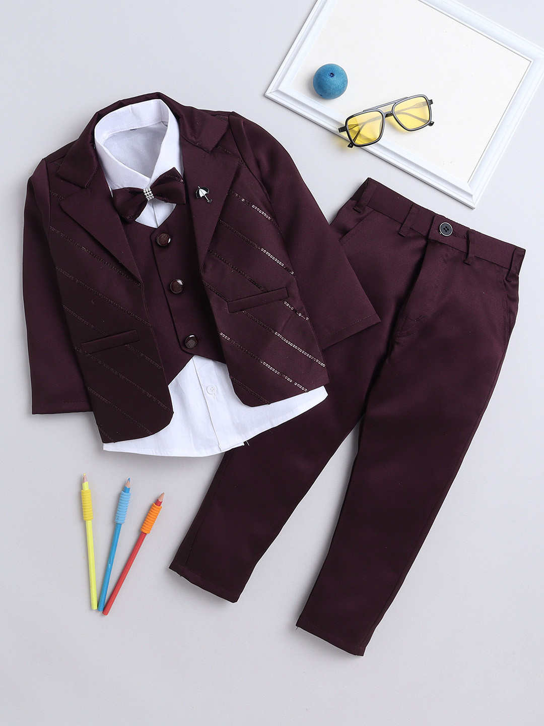 FOURFOLDS Boys Single-Breasted Three-Piece Suits