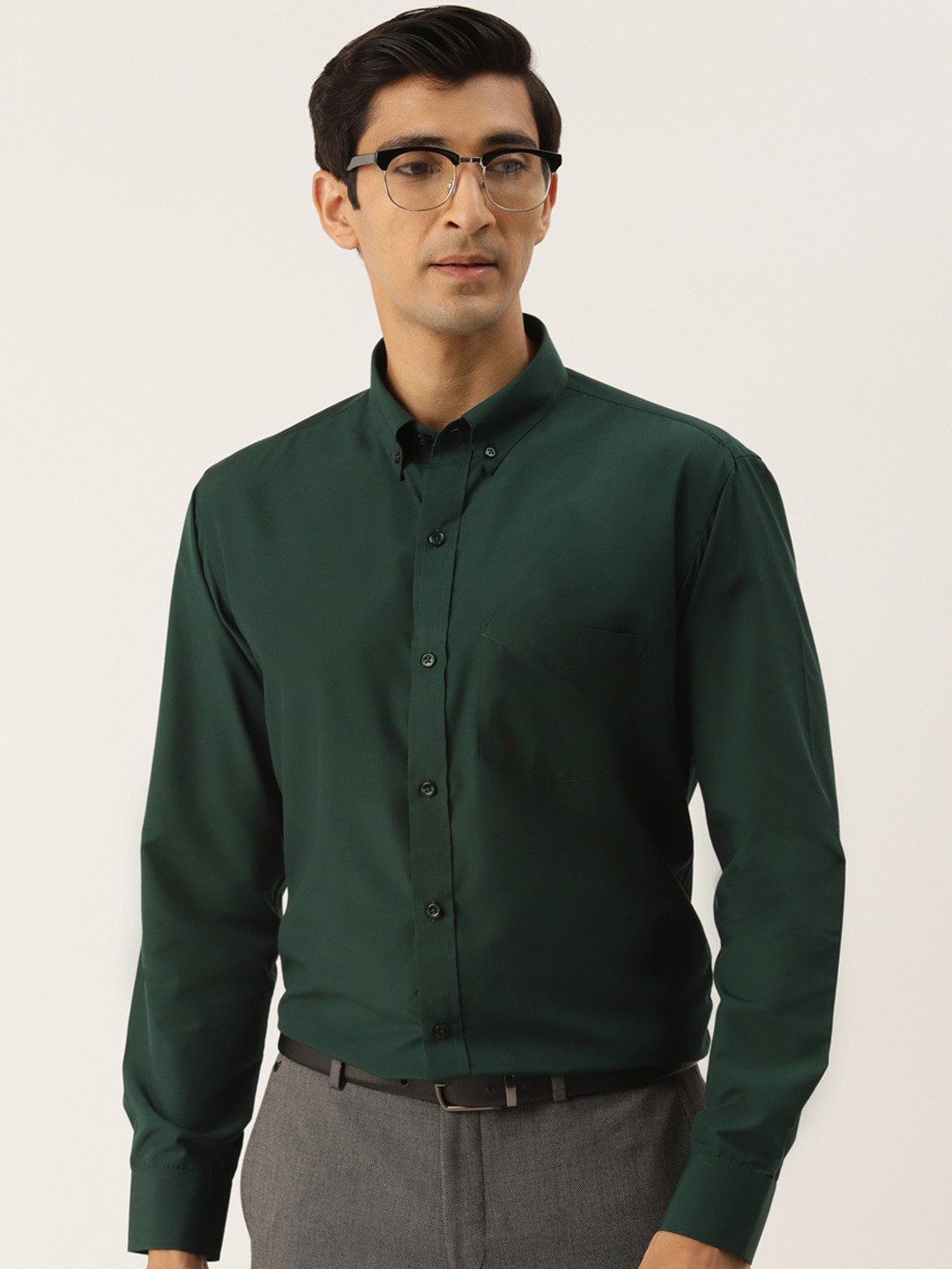 English Navy Original Slim Fit Button-Down Collar Easy Iron Wrinkle Resistant Formal Shirt