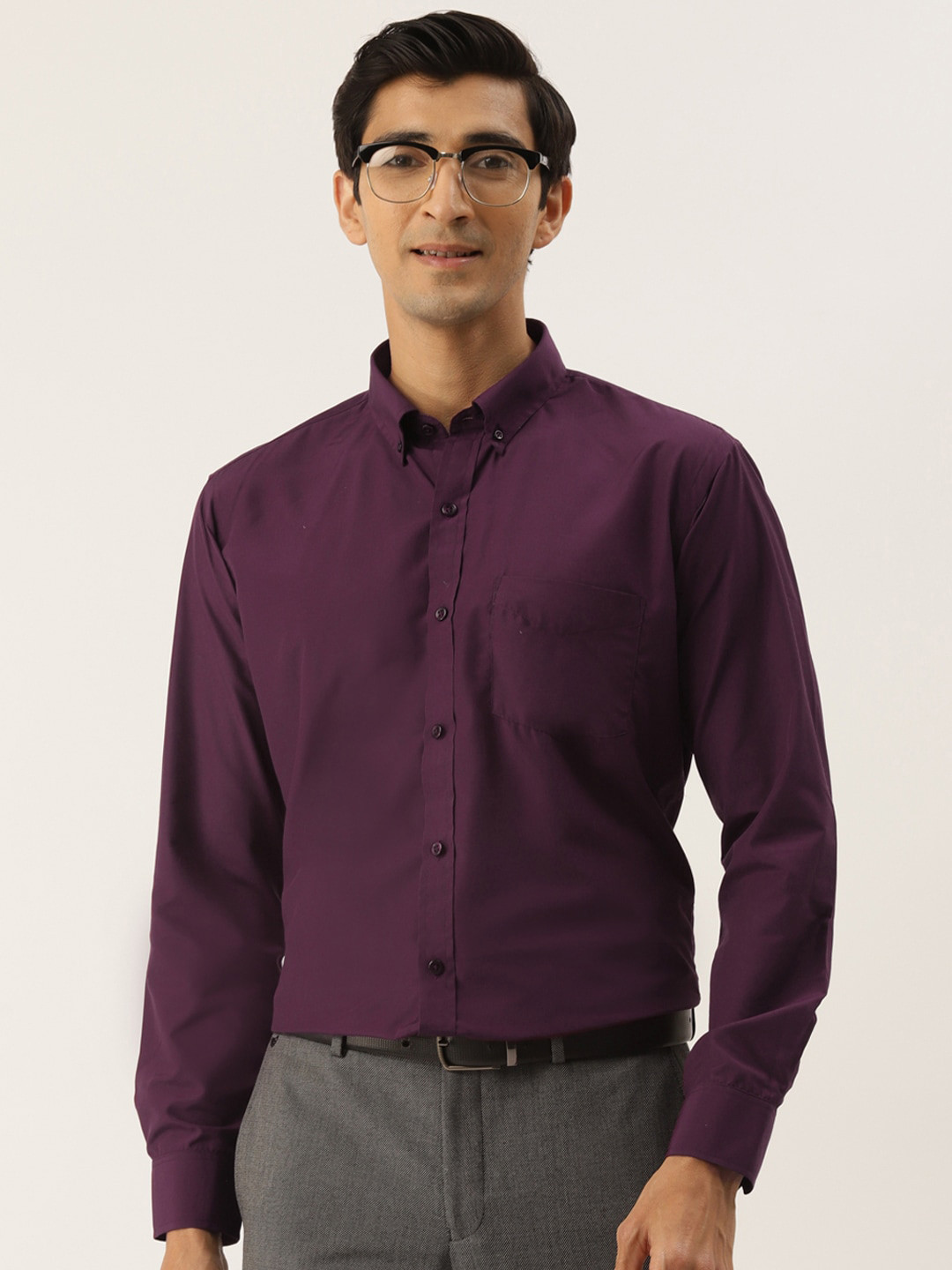 English Navy Original Slim Fit Button-Down Collar Easy Iron Wrinkle Resistant Formal Shirt