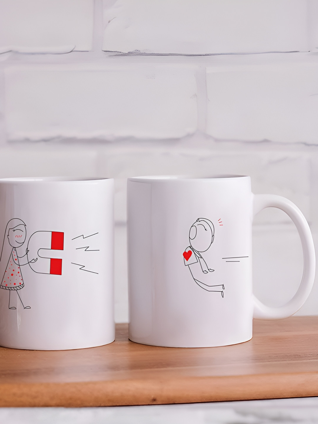 Phirki Studio Happiness Is Having The Worlds Best Friends White Conversational Ceramic Handmade 2 Piece Mugs-325ml