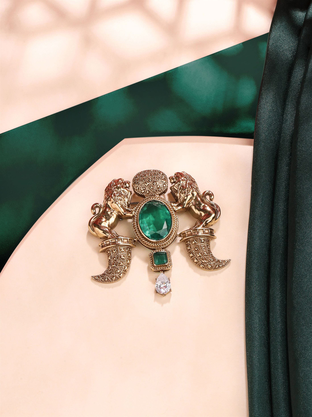 COSA NOSTRAA Brass Shehenshah-e-Jungler-Charm Statement Brooch