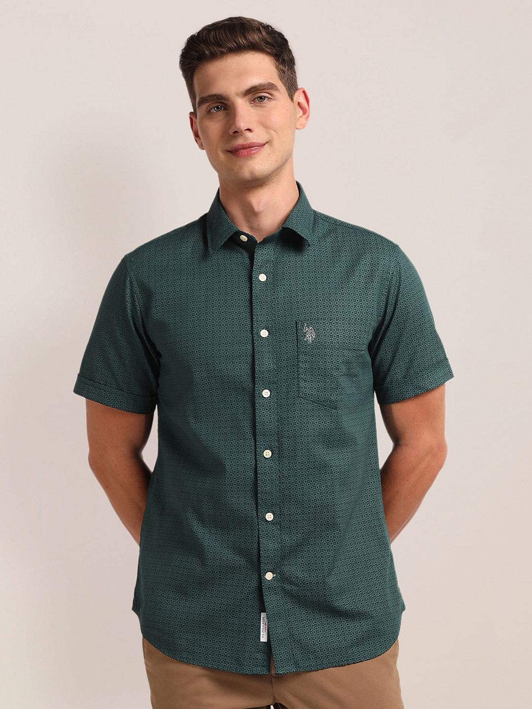 U.S. Polo Assn. Spread collar Short Sleeves Printed Casual Shirt
