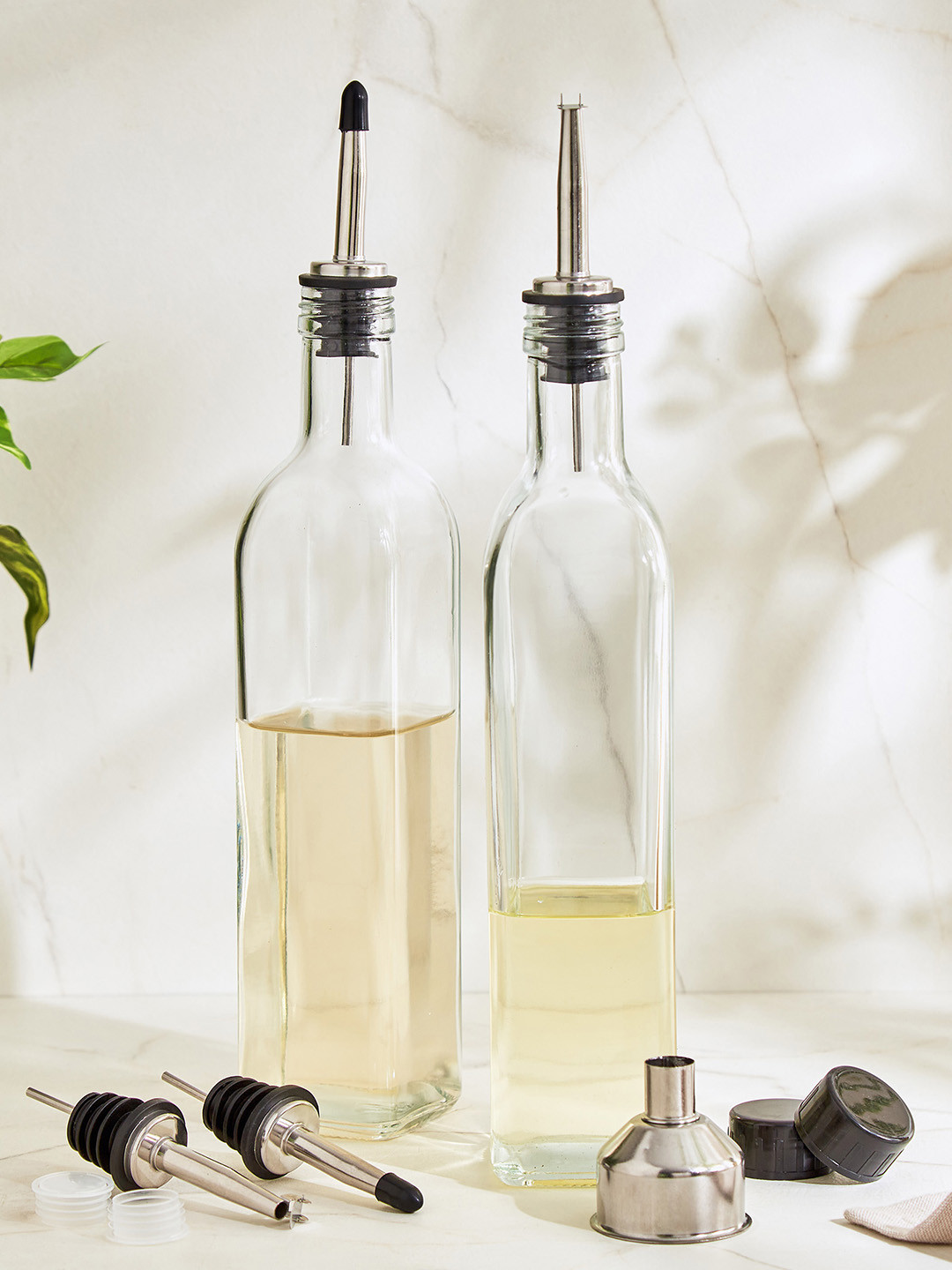 Home Centre 10 Pieces Transparent Glass Oil Dispenser 500 ml