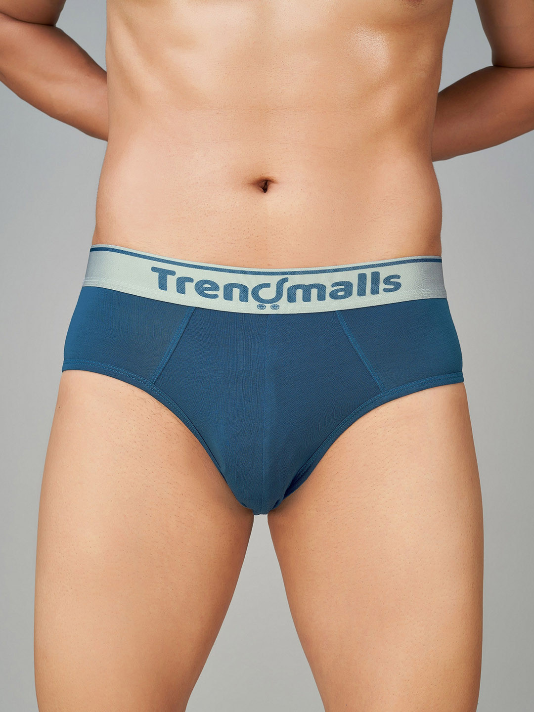 Trendmalls Brand Logo Printed 4-Way Stretch Modal Basic Brief TM-MU01-Air Force-S