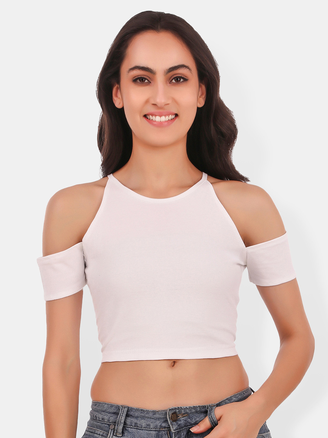 Be You Cold-Shoulder Cotton Crop Top