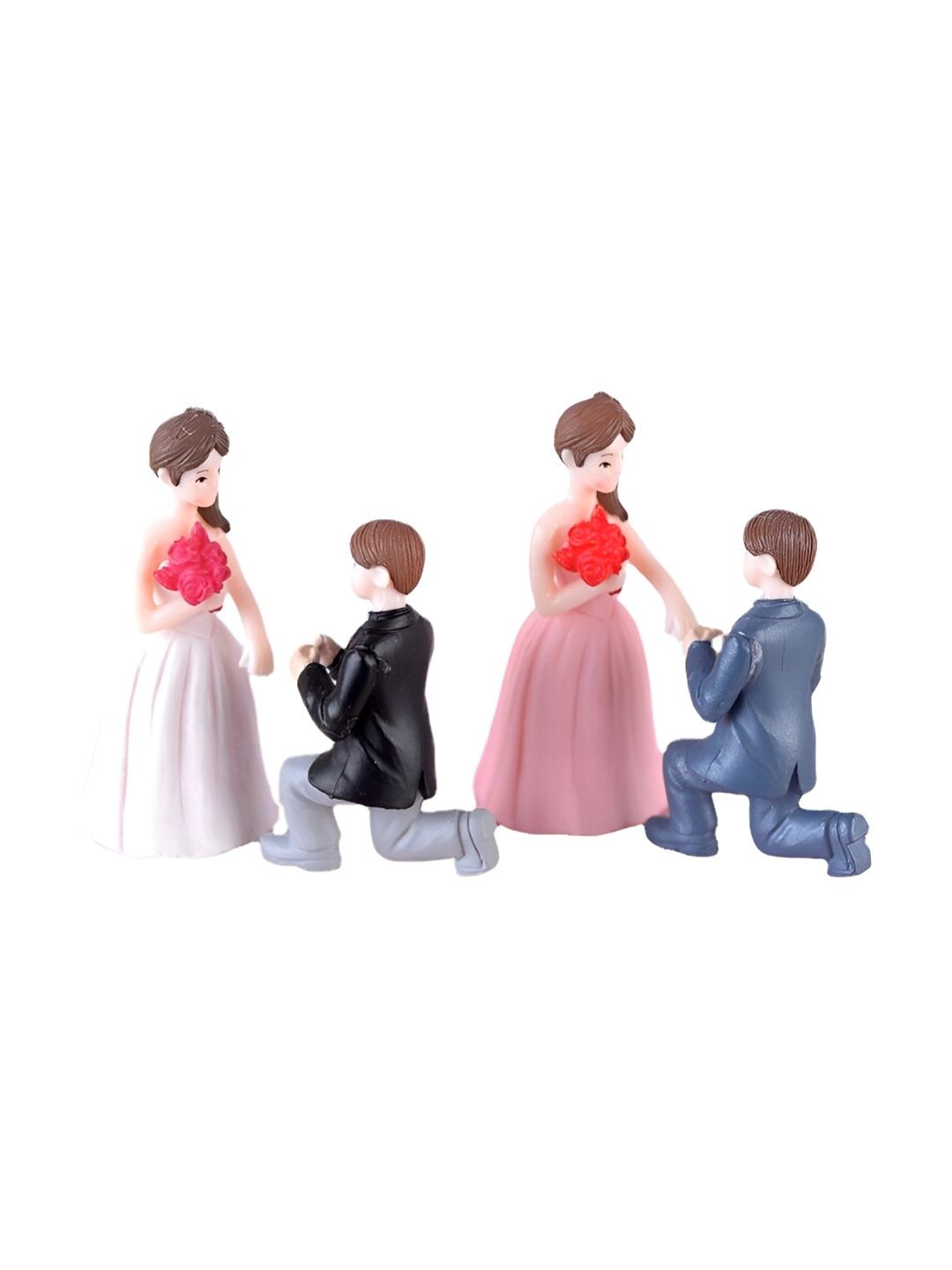 Sigaram Peach 4 Pieces Couple Figurine Miniature Showpieces